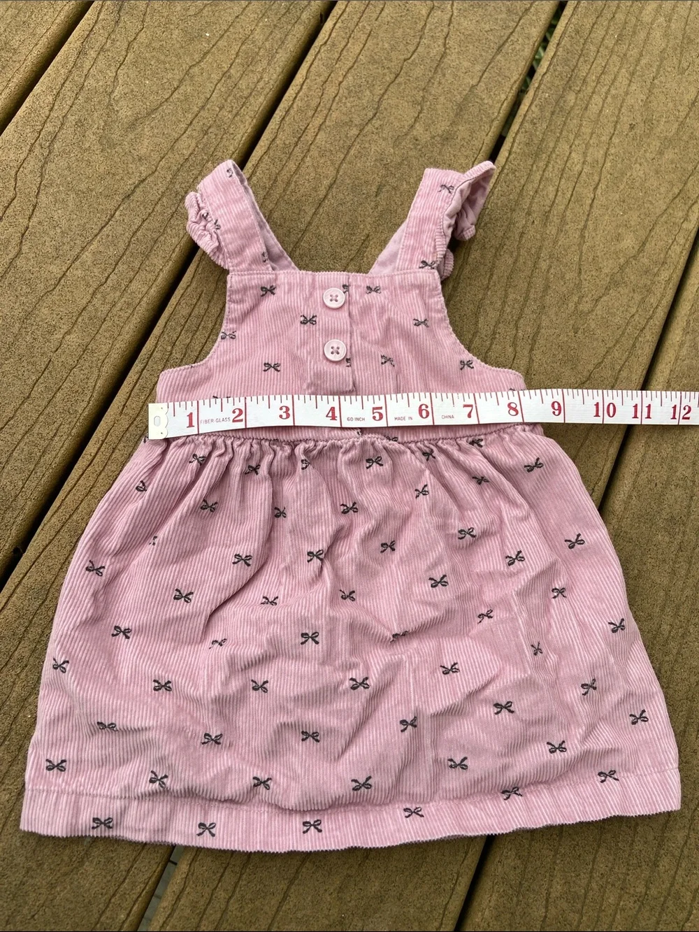 Carter’s Girls' Pink Corduroy Bow Print Jumper / Dress Size 12 months
